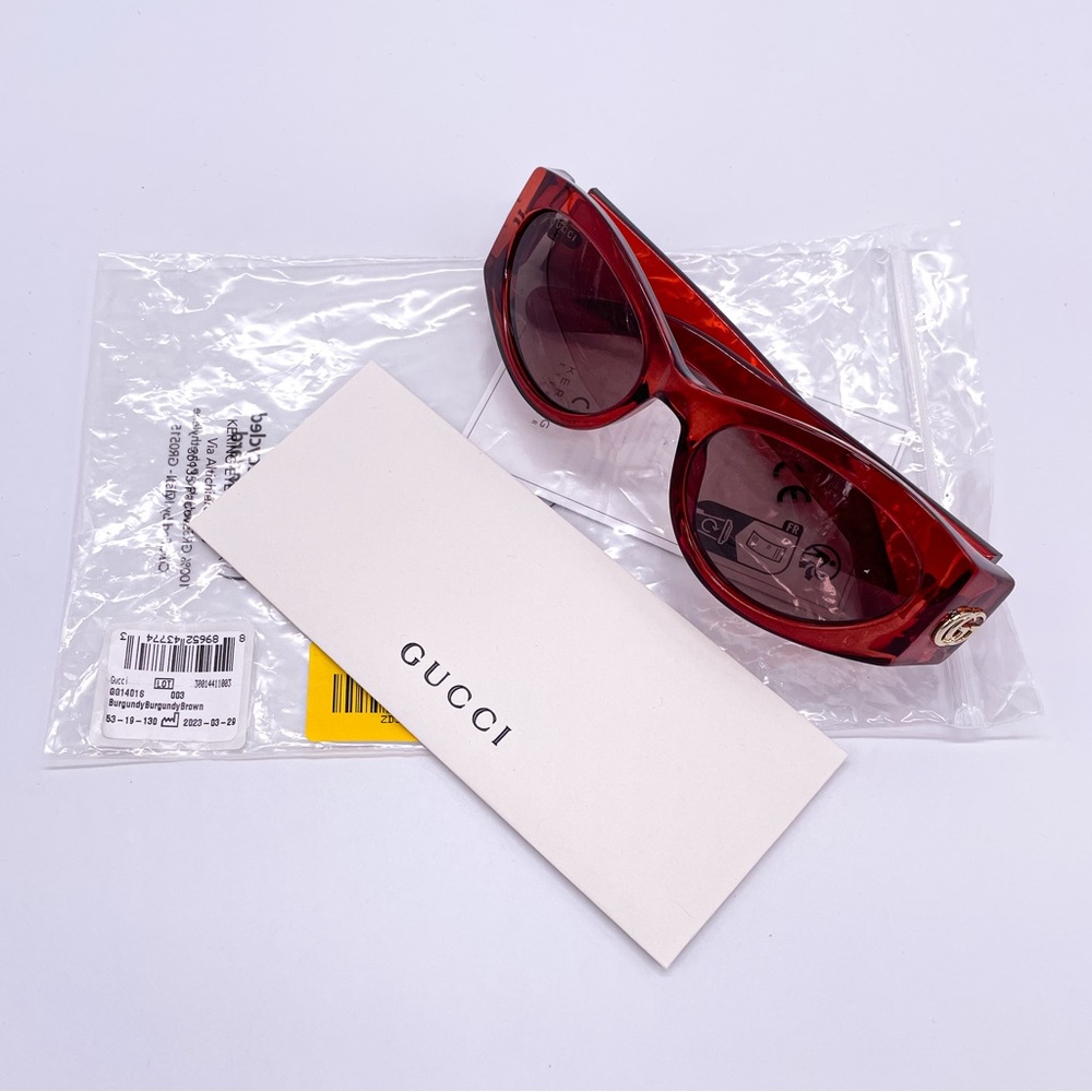 NEW GUCCI GG1401S 003 RED WOMEN OVAL SUNGLASSES - Picture 9 of 11